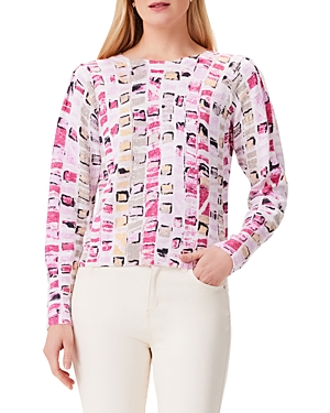 Shop Nic + Zoe Nic+zoe Geo Mosaic Sweater In Pink Multi