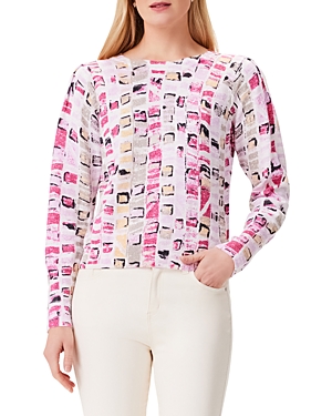 Nic + Zoe Nic+zoe Petite Geo Mosaic Sweater In Pink Multi