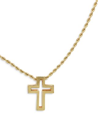 Open Cross Pendant Necklace in 14K Yellow Gold, 18"
