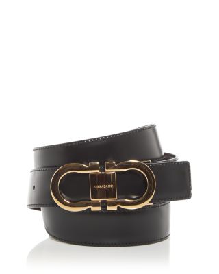 Ferragamo - Men's Double Gancini Buckle Reversible Leather Belt