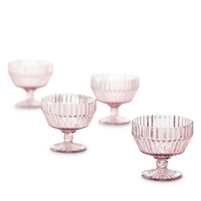 Archie Pink Coupe Footed Dessert Bowl, Set of 4