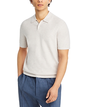 Theory Goris Solid Polo In Melange Ivory