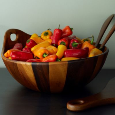 Wood Salad Bowl with Servers