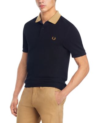トップス FRED PERRY 20AW Velour Collar Polo Shirt Velour Polo Shirt - Dark Carbon | Men's Polo Shirts | Short