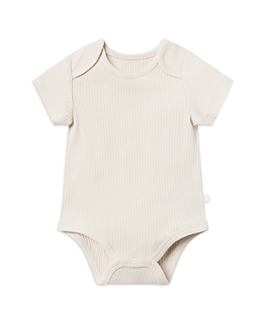 Shop Mori Unisex Stretch Ribbed Short Sleeve Bodysuit - Baby In Ecru