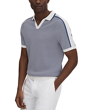 Shop Reiss Brunswick Short Sleeve Open Collar Polo Shirt In Airforce Blue