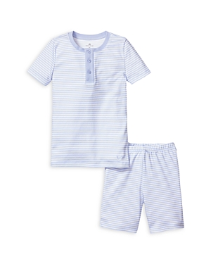 Shop Petite Plume Boys' Pima Cotton Striped Short Set - Little Kid, Big Kid In Blue Stripe
