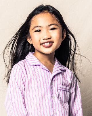 Girls' Lavender French Ticking Pajama Set - Baby, Little Kid, Big Kid