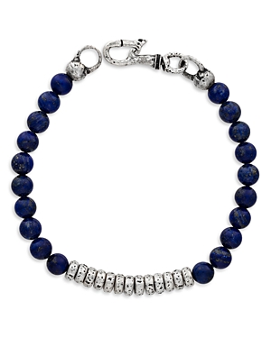 John Varvatos Sterling Silver Simit Lapis Lazuli Beaded Bracelet In Blue