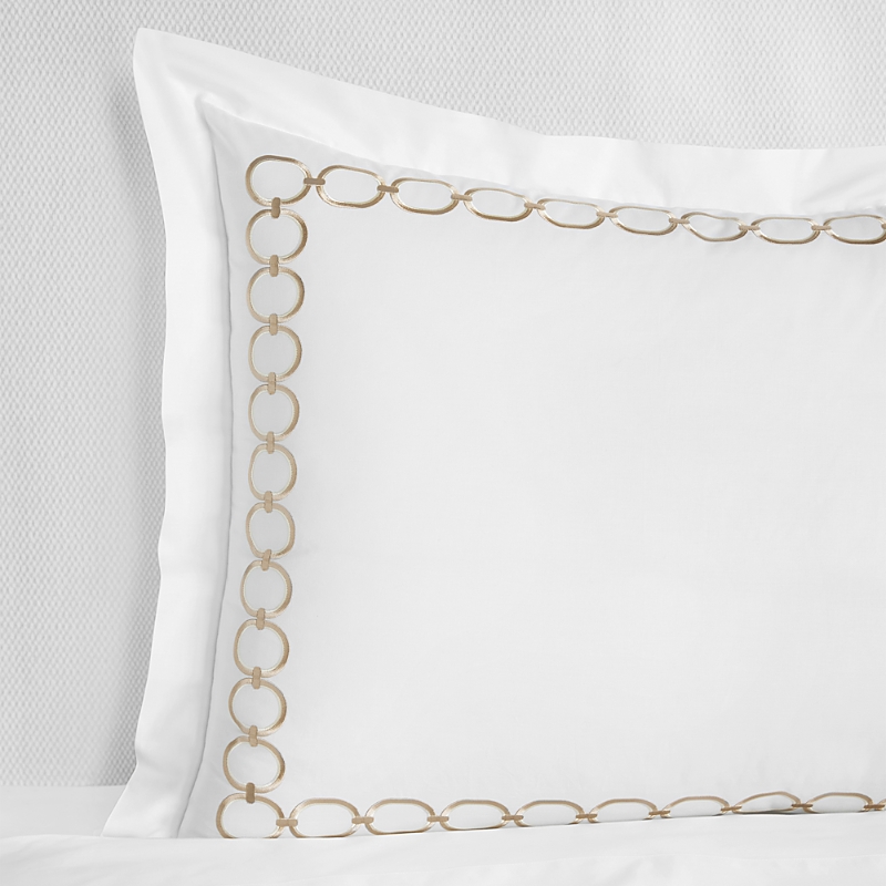 Sferra Catena Cotton Percale Boudoir Pillow Sham In White/sand