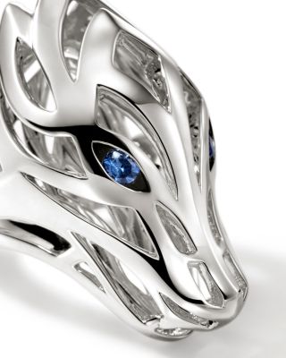 Sterling Silver Naga Blue Sapphire Dragon Ring