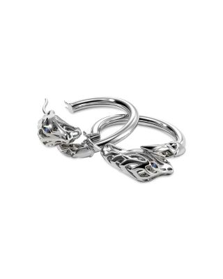 Sterling Silver Naga Blue Sapphire Dragon Small Hoop Earrings