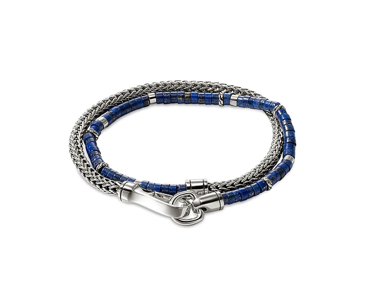John Hardy Sterling Silver Heishi Gemstone Wrap Bracelet
