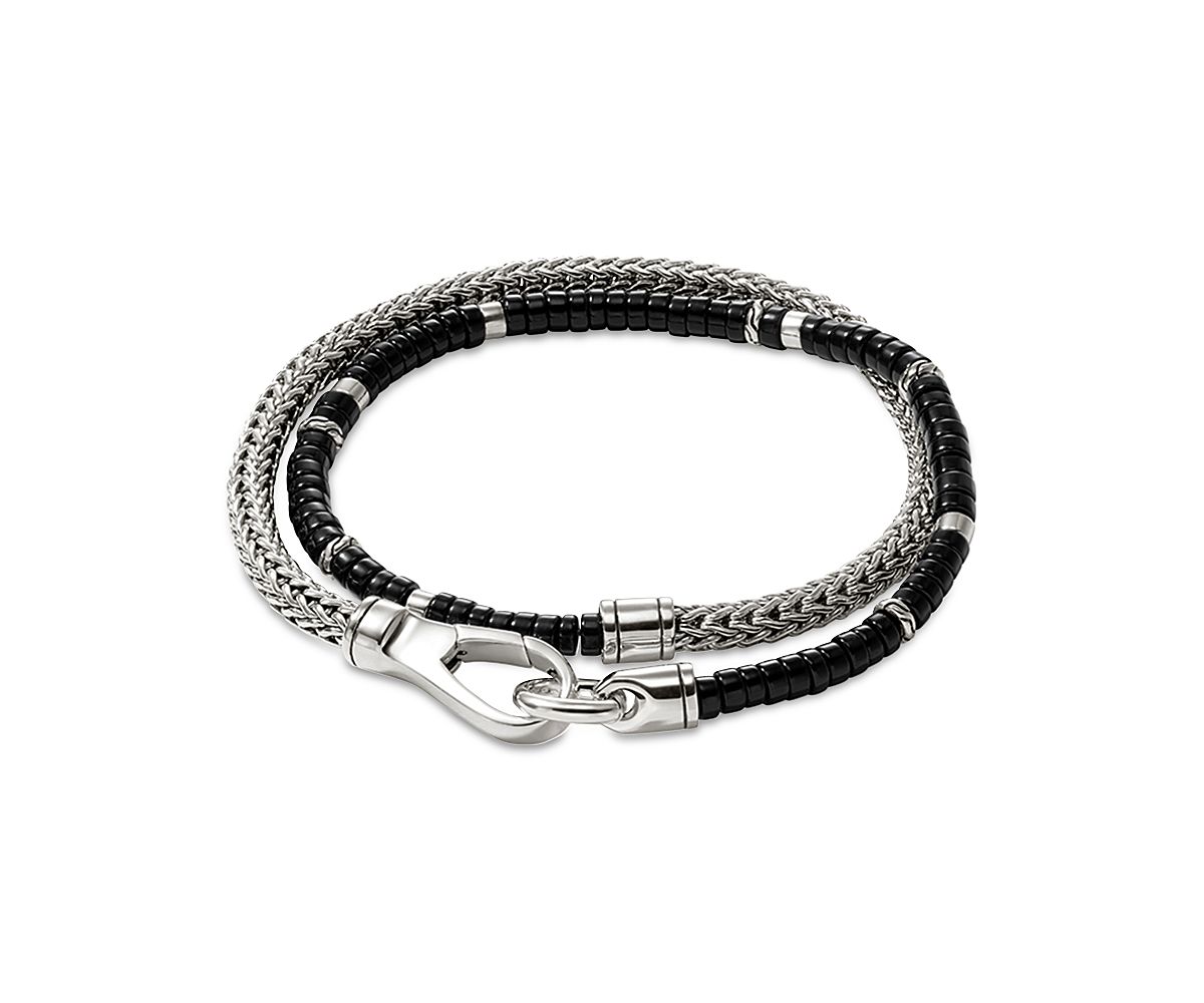 John Hardy Sterling Silver Heishi Gemstone Wrap Bracelet