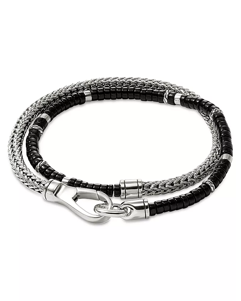 John Hardy Sterling Silver Heishi Gemstone Wrap Bracelet