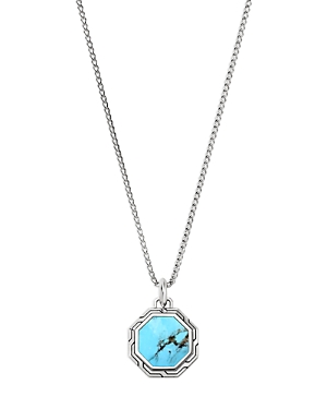 John Hardy Men's Sterling Silver Turquoise Pendant Necklace, 22