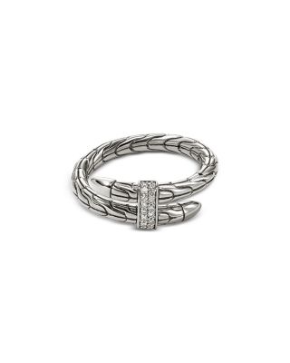 Sterling Silver Spear Diamond Coil Ring