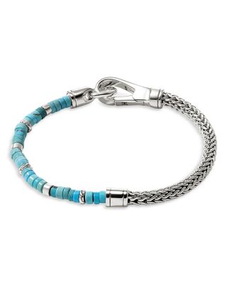Sterling Silver Heishi Treated Turquoise Beaded Flex Bracelet