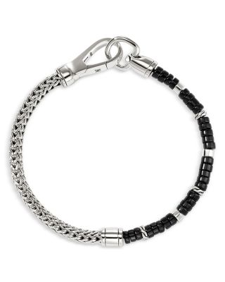 Sterling Silver Heishi Black Onyx Beaded Flex Bracelet