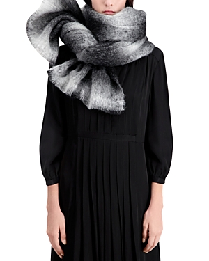The Kooples Womens Black Brand-tab Check-pattern Knitted Scarf In Black