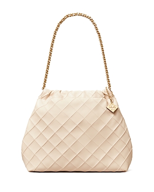 Shop Tory Burch Fleming Soft Leather Hobo Bag In New Cream/gold
