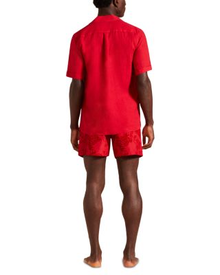 Short Sleeved Solid Linen Shirt