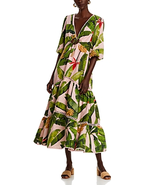 Banana Leaves Pink Tiered Dress