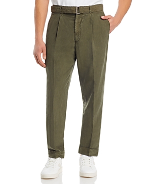 Shop Officine Generale Hugo Garment Dyed Pleated Pants In Olive Night