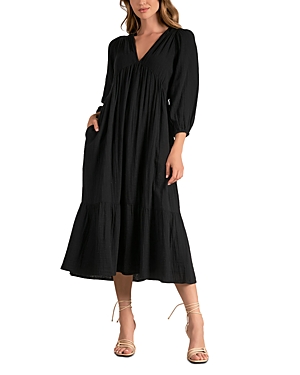 Shop Elan V Neck Tiered Maxi Dress In Black
