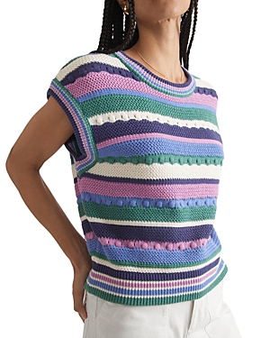 Shop Marine Layer Mixed Crochet Stripe Vest In Cool