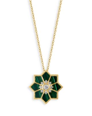 Bloomingdale's Fine Collection Malachite and Diamond Starburst Pendant Necklace in 14K Yellow Gold, 18