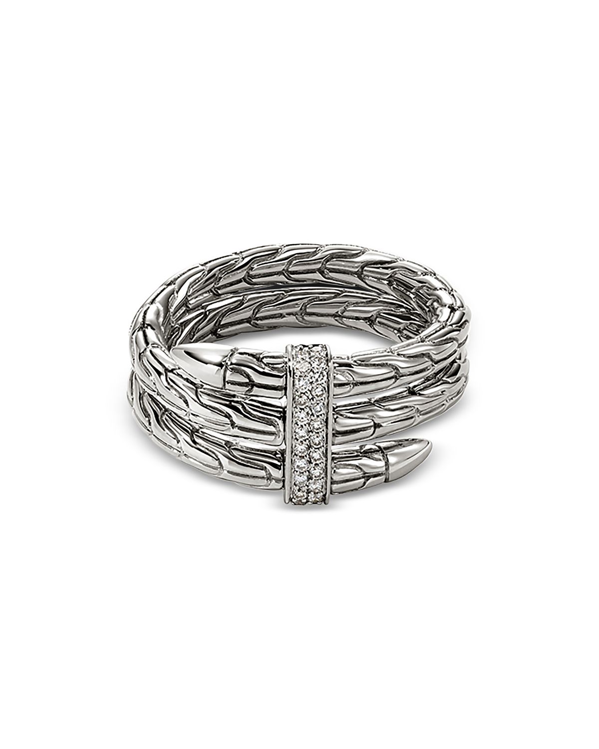 John Hardy Sterling Silver Spear Diamond Coil Ring