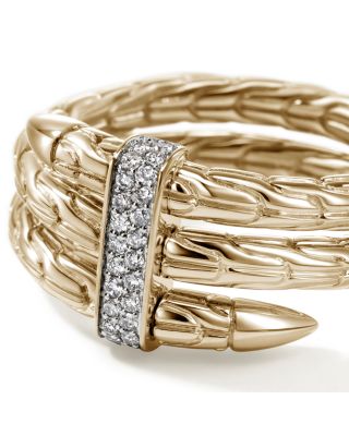 14K Yellow Gold Spear Diamond Coil Ring