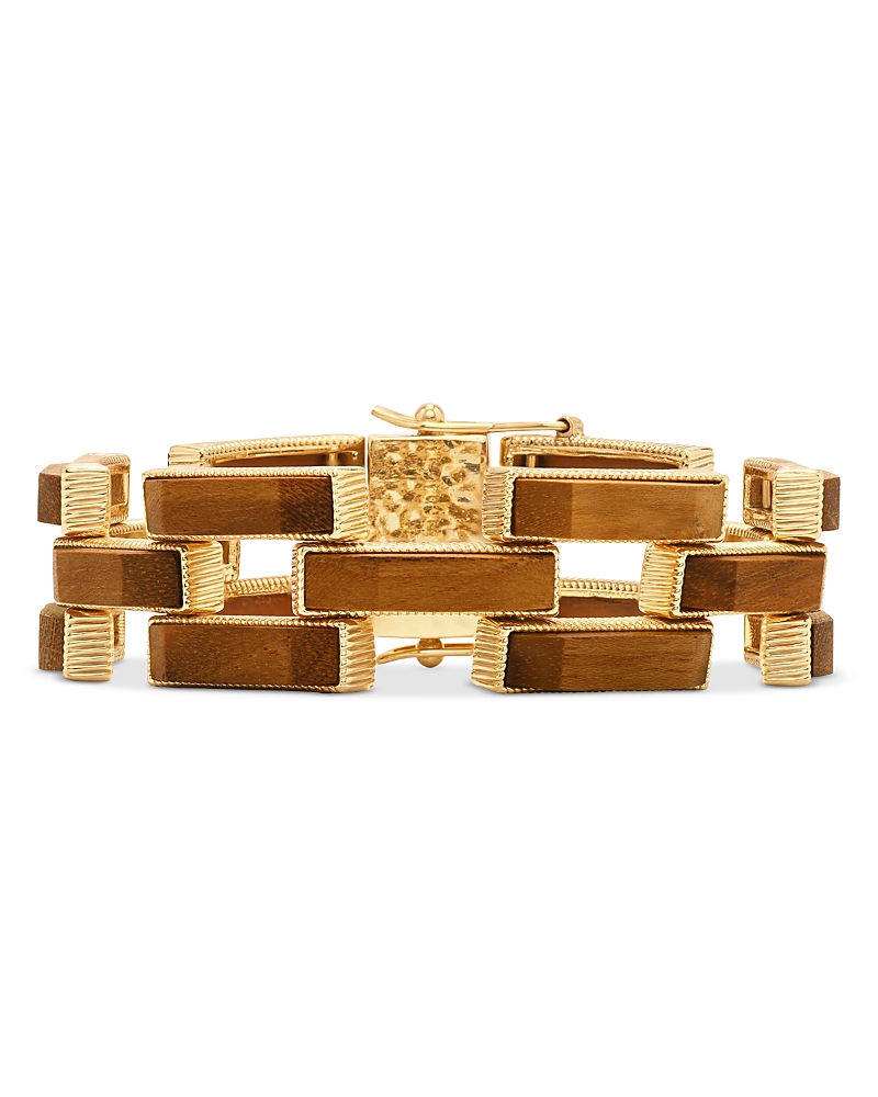 Capucine De Wulf Pathway Teak Link Bracelet In Brown/gold