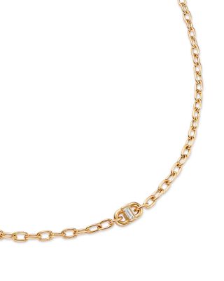 14K Yellow Gold Baguette Diamonds Diamond Baguette Oval Link Necklace, 14-16"