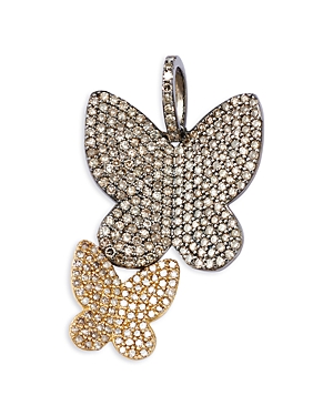 Nina Gilin 14K Yellow Gold and Black Rhodium Diamond Butterfly Pendant Necklace, 16-18