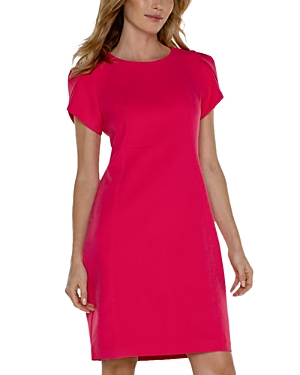 Shop Liverpool Los Angeles Tulip Sleeve Sheath Dress In Pink Punch