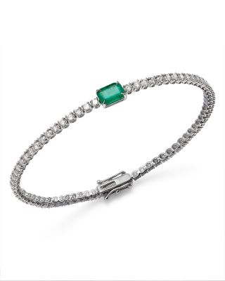 Bloomingdale's Fine Collection - Gemstone & Diamond Station Tennis Bracelet in 14K White Gold