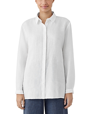 Eileen Fisher Linen Classic Collar Shirt In White