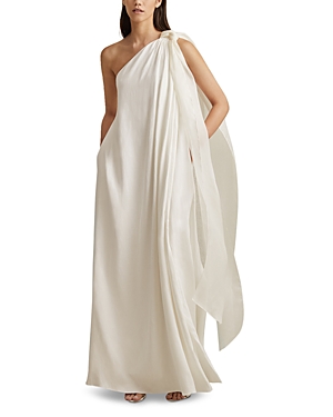 Shop Reiss Athena One Shoulder Gown In Ivory
