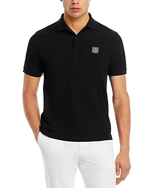 Stone Island Textured Short Sleeve Polo Shirt In Black