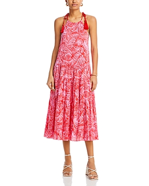 Winnie Tropical Print Tiered Cover-Up Dress