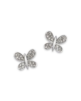 Bloomingdale's Fine Collection Diamond Butterfly Stud Earrings in 14K White Gold, 0.16 ct. t. w.