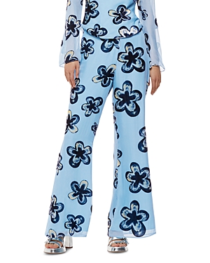 Shop Whistles Limited Edition Hazy Floral Velvet Trousers In Blue Multi