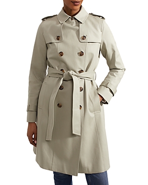 Hobbs London Saskia Double Breasted Trench Coat In Sage Green