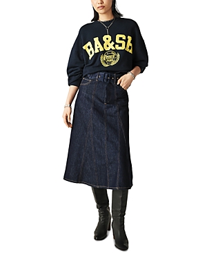 Shop Ba&sh Ba & Sh Jupe Dakota Denim Midi Skirt In Raw
