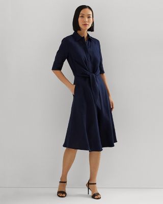 Petites Tie Front Linen Shirt Dress