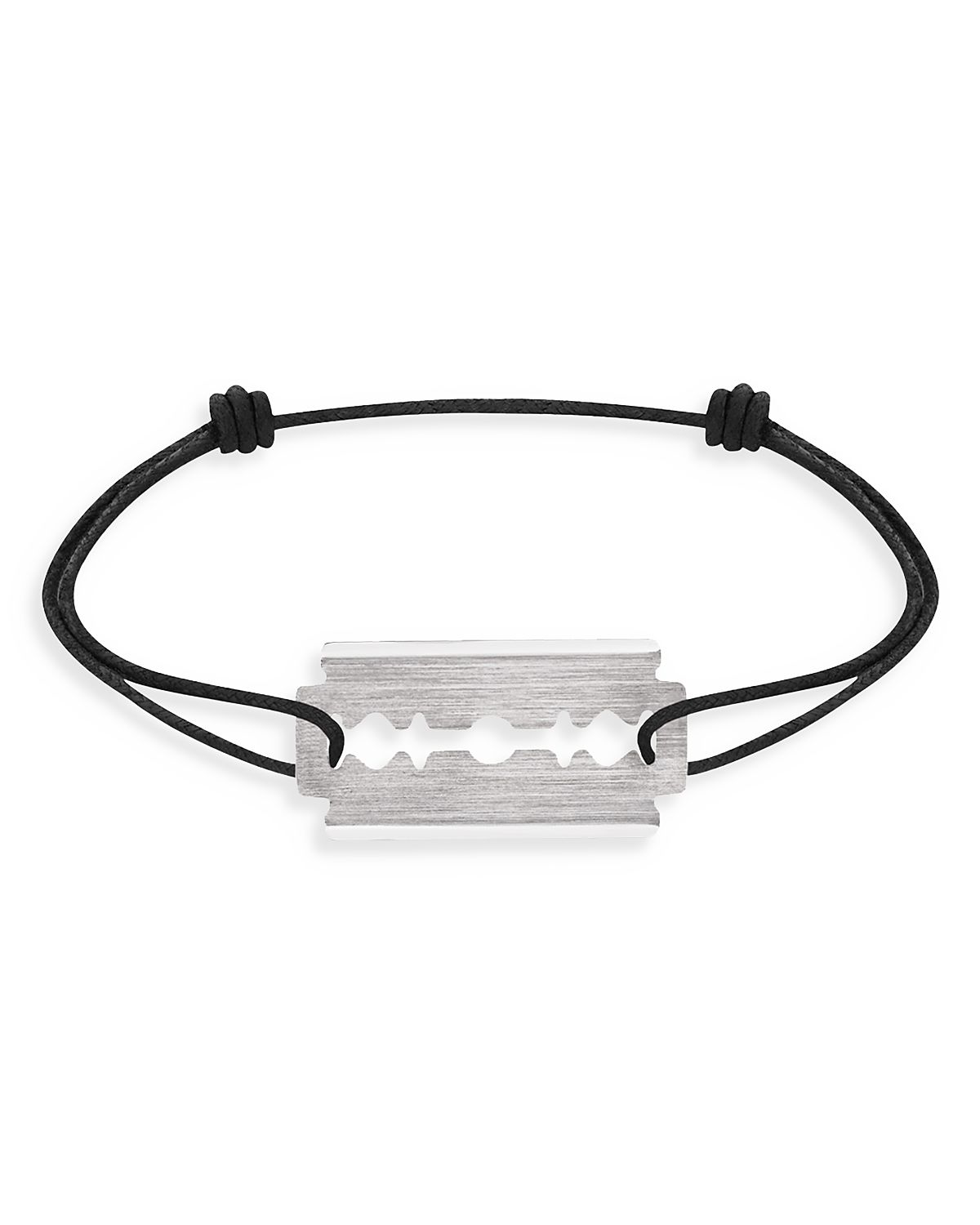 Dinh Van 18K White Gold Lame de Rasoir Razor Blade Charm Medium Adjustable Cord Bracelet