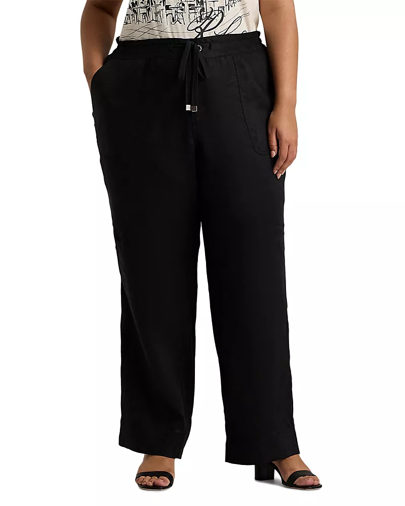 Lauren Ralph Lauren Plus Wide Leg Linen Pants
