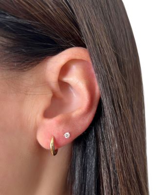 14K Yellow Gold Polished Dome Huggie Hoop Earrings